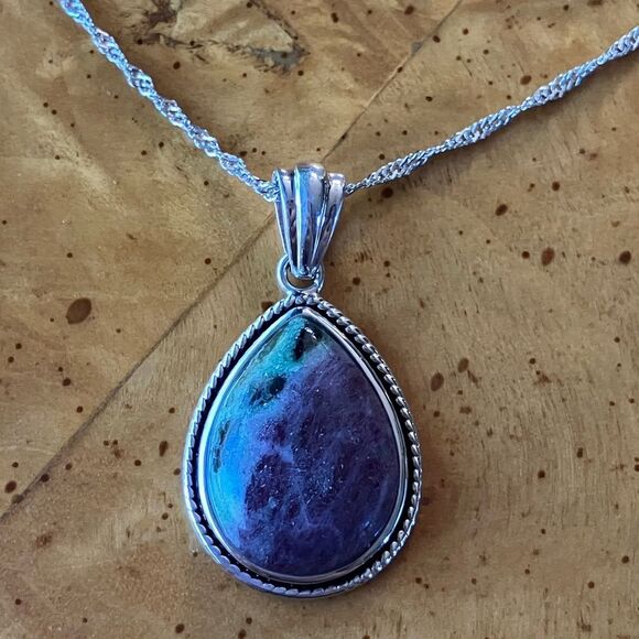 Ruby Zoisite Sterling Silver Necklace - Picture 1 of 8